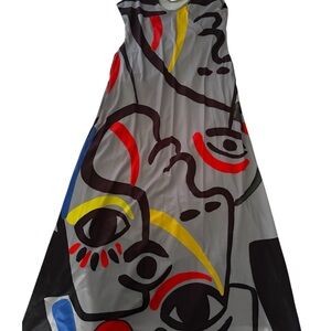 Abstract Face Print Maxi Dress